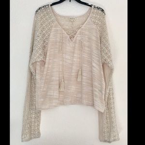 Anthropologie peasant top with crochet detailing